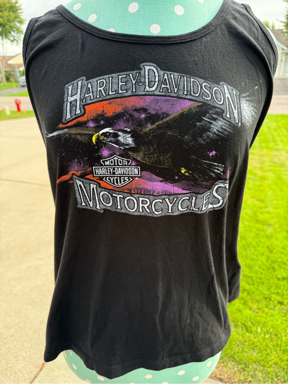 Harley Davidson Black Tank Top Eagle Space Women's Size L